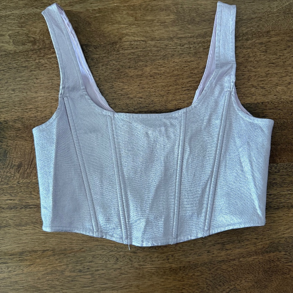 Metallic pink corset top
